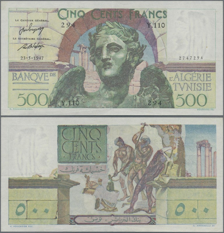 Tunisia: Banque de l'Algérie / TUNISIE 500 Francs 1947, P.25, very popular note ...