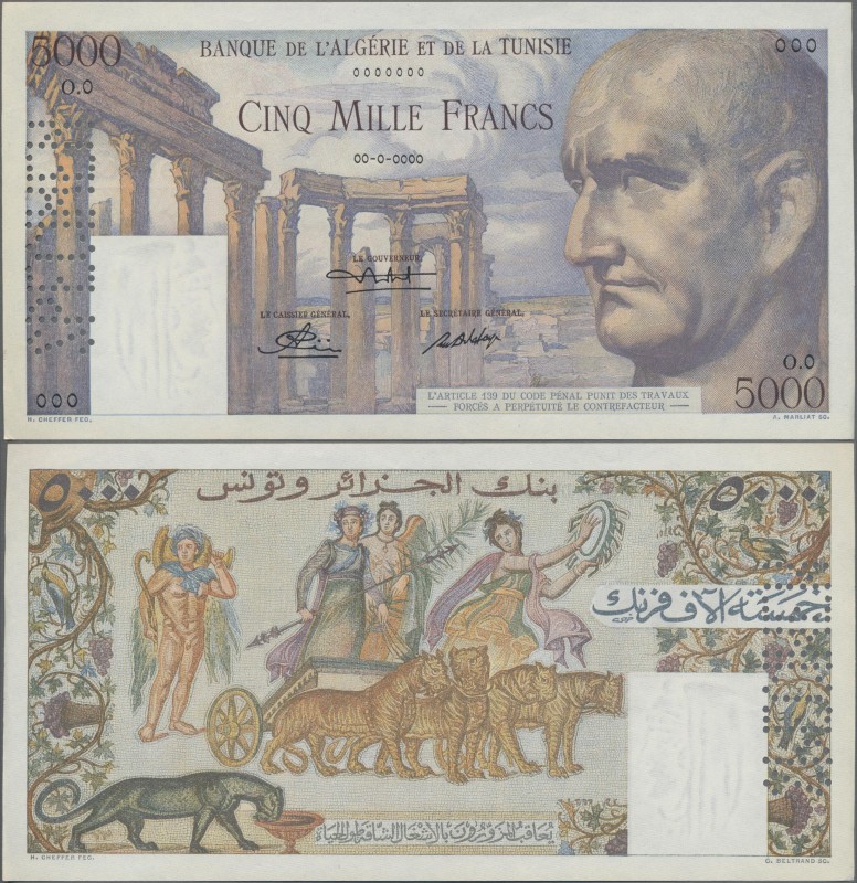 Tunisia: Banque de l'Algérie et de la Tunisie 5000 Francs 1950-52 SPECIMEN, P.30...