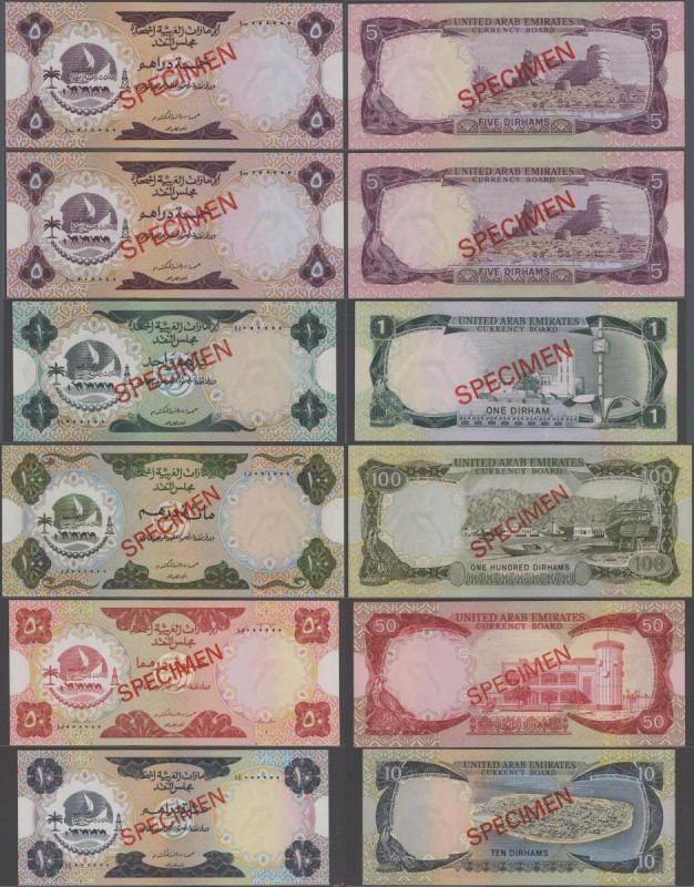 United Arab Emirates: United Arab Emirates Currency Board: Set of 6 Specimen ban...