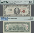 United States of America: United States Treasury 100 Dollars series 1966A with signatures: Elston & Kennedy SPECIMEN, P.384bs (Fr. 1551s) with two tim...