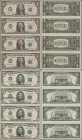 United States of America: Bureau of Engraving and Printing, two official folders with uncut sheets with 4 notes of the 1 Dollar series 1985 P.474 and ...