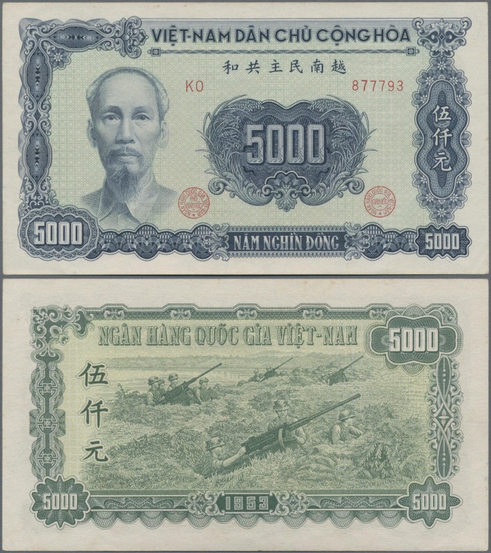 Vietnam: National Bank of Vietnam 5000 Dong 1953, P.66, almost perfect condition...