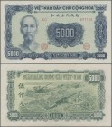 Vietnam: National Bank of Vietnam 5000 Dong 1953, P.66, almost perfect condition with tiny dint at lower right, otherwise perfect, Condition: aUNC.
 ...