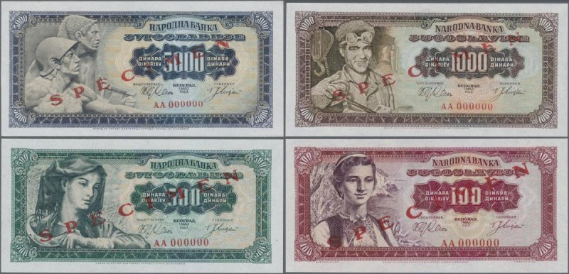 Yugoslavia: Complete Specimen set of the 1963 series with 100, 500, 1000 and 500...