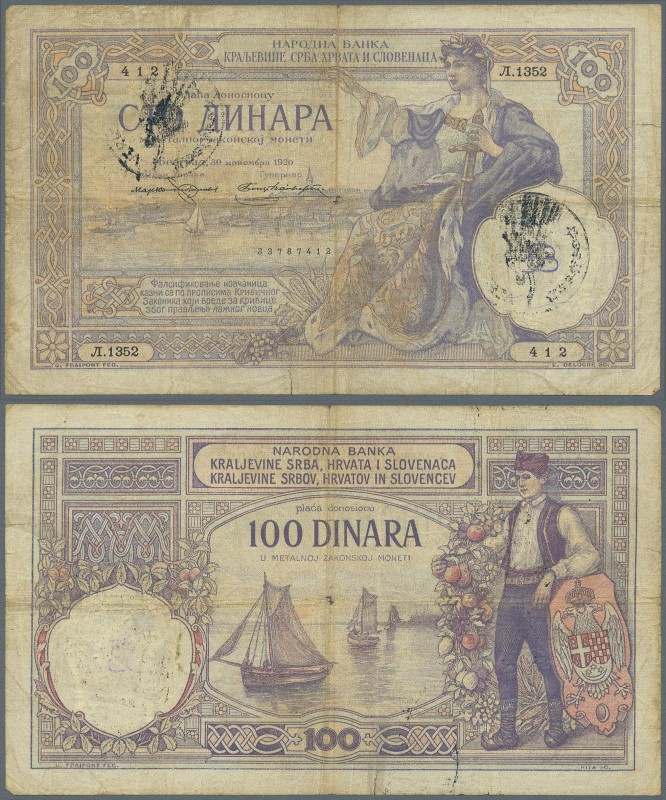 Yugoslavia: Italian Occupation of Montenegro 100 Dinara ND(1941) with handstamp ...