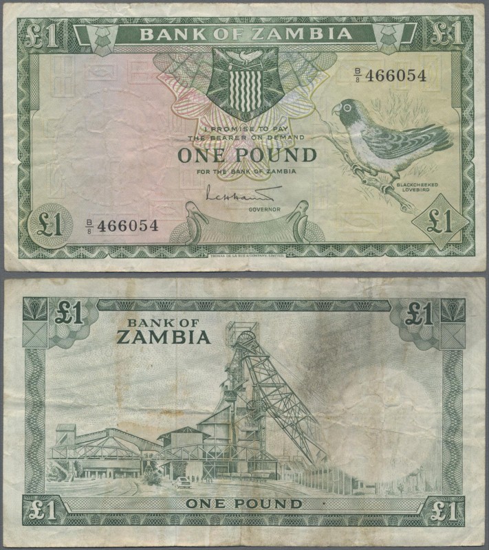 Zambia: 1 Pound ND(1964), P.2, nice used condition with several folds, front opt...