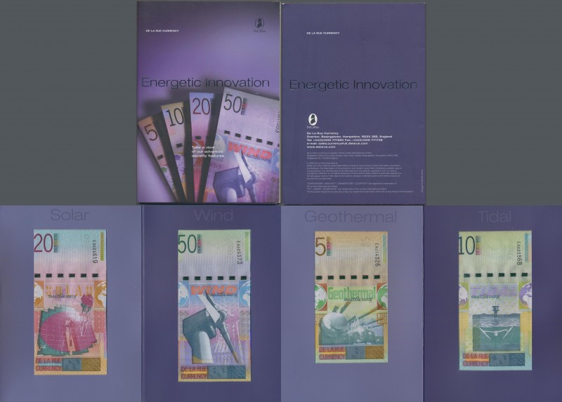 Testbanknoten: Original folder by De La Rue Currency ”Energetic Innovation” from...