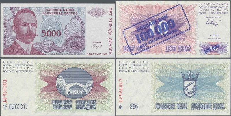 Bosnia & Herzegovina: 1992/1993 (ca.), ex Pick 1-150, quantity lot with 1953 Ban...