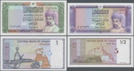 Oman: Very nice lot with 237 banknotes containing 76x 200 Baisa P.23c, 28x ½ Rial P.25, 30x ½ Rial P.33, 15x 1 Rial P.34 and 88x 1 Rial with incorrect...
