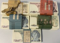 Poland: Huge lot with 1700 banknotes comprising 400 pcs. 50 Zlotych 1988, 500 pcs. 100 Zlotych 1988, 400 pcs. 500 Zlotych 1982 and 400 pcs. 1000 Zloty...