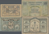 Russia: Album with 21 banknotes containing for example for the STATE BANK OF EKATARINODAR 10 Rubles 1918 (Rentention amount 50.000 Rubles) P.S495b (F/...