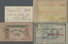 Russia: Album with 53 banknotes NORTH CAUCASUS, comprising for example for the MAIKOP OIL FIELD 100 Rubles ND(1919) P.NL (R 3558) (F with tiny pinhole...