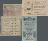 Russia: Album with 61 banknotes containing for example for the VOLGA-KAMA COMMERCIAL BANK IN GROZNY 100 Rubles 1918 P.S573 (F/F-), AZOV-DON COMMERCIAL...