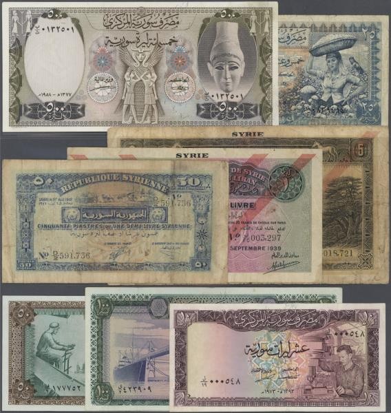 Syria: large lot of about 250 pcs containing the following Pick numbers in diffe...