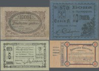 Ukraina: Album with 30 banknotes and Notgeld issues from CHARKOW, KHERSON, PROSKUROV, KAMENETZ-PODOLSK, KIEW and ELISABETGRAD comprising a receipt of ...