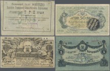 Ukraina: Album with 44 banknotes of the Ukraine & Crimea area, comprising for the City of BAR 3 Rubles 1919 P.NL (R.689) (F), City of LADYSHIN 3 Ruble...