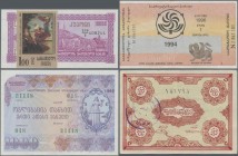 Alle Welt: Album with 76 banknotes with the state issues of ARMENIA, AZERBAIJAN, IRANIAN AZERBAIJAN and GEORGIA, comprising for Armenia 10, 25, 50, 10...