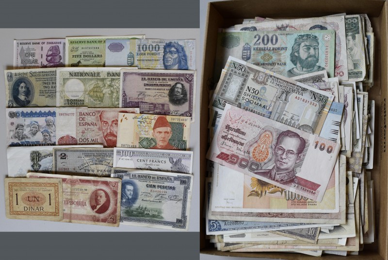 Alle Welt: Box with around 500 banknotes all over the world. Nice mix, some of t...