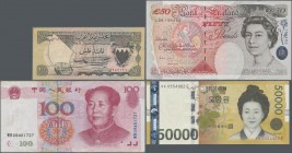 Alle Welt: Nice lot with 325 banknotes from all over the world, comprising for example 4 original folders from North Korea with banknotes from 1 to 50...