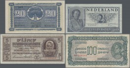 Alle Welt: Small box with 105 banknotes from all over the world, comprising for example Yugoslavia 100 Dinara 1944 P.53 (F+), Russia 3 Chervontsa 1937...