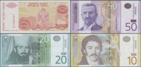Europa: Large box with 1400 banknotes Bosnia and Serbia comprising for the Serbian Krajina 700x 50.000 Dinara 1993 P.153 and for Serbia 300x 10 Dinara...