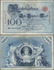 Deutschland - Deutsches Reich bis 1945: 100 Mark 1891, Ro.12, noch immer schöne farbfrische Note mit einigen kleinen Knicken, am Rand eventuell leicht...