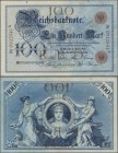 Deutschland - Deutsches Reich bis 1945: 100 Mark vom 10. April 1896, Ro.15, sehr schöne farbfrische Note mit kleinen Flecken am oberen Rand und einige...