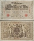 Deutschland - Deutsches Reich bis 1945: 1000 Mark 1898, Ro.18, sehr schöne saubere Note mit einigen Knicken und kleineren Flecken. Erhaltung: VF ÷ 100...