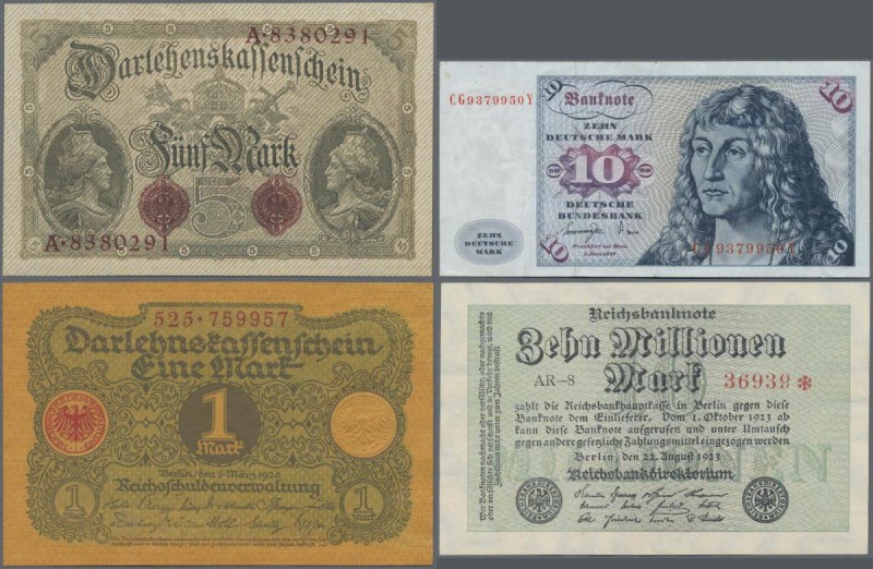 Deutschland - Deutsches Reich bis 1945: Lot mit 10 Banknoten mit diversen Farbva...