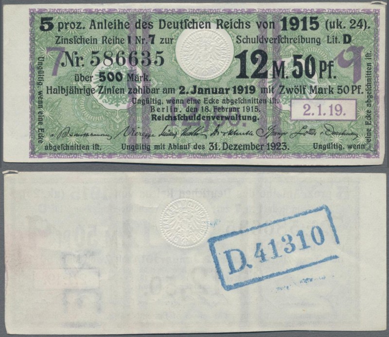 Deutschland - Deutsches Reich bis 1945: Zinskupon der Anleihe 1915, Serie ”q” zu...