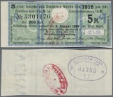 Deutschland - Deutsches Reich bis 1945: Zinskupon der Anleihe 1916, Serie ”q” zu 5 Mark, Ro.59b (P.NL), rückseitig zwei Stempel der Dresdner Bank, kle...