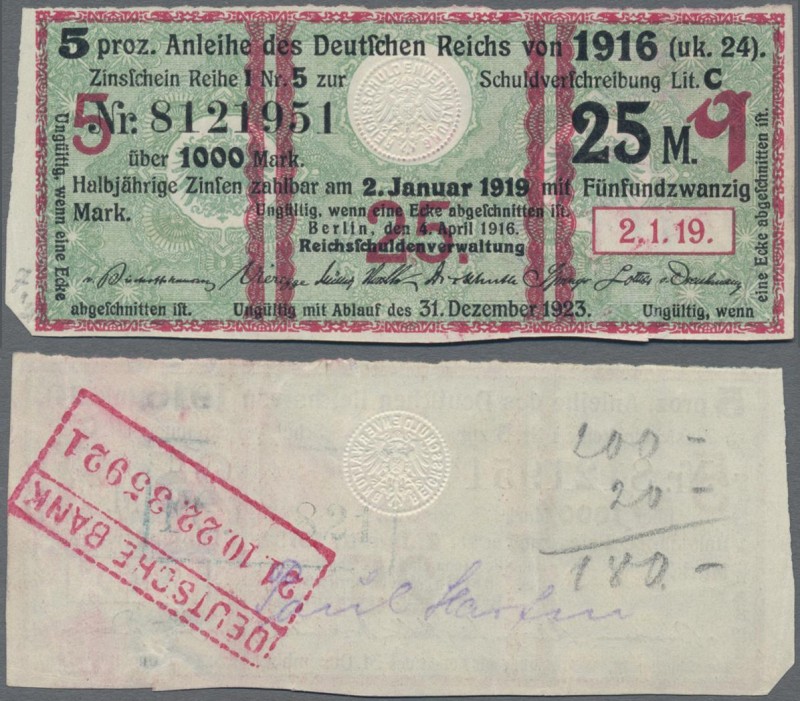 Deutschland - Deutsches Reich bis 1945: Zinskupon der Anleihe 1916, Serie ”q” zu...