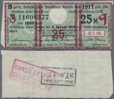 Deutschland - Deutsches Reich bis 1945: Zinskupon der Anleihe 1917, Serie ”q” zu 25 Mark, Ro.60d (P.NL), rückseitig Stempel der Deutschen Bank, mehrer...