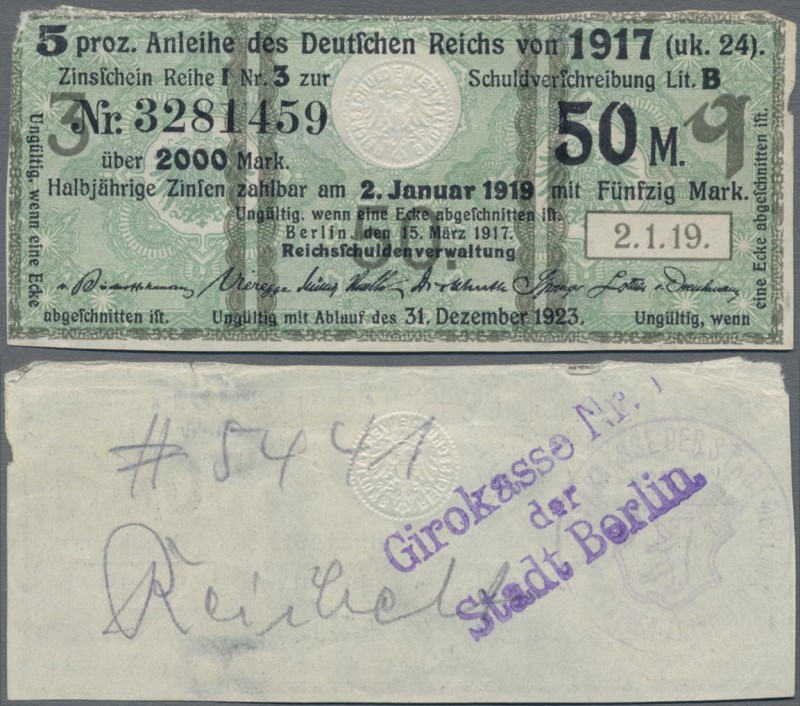 Deutschland - Deutsches Reich bis 1945: Zinskupon der Anleihe 1917, Serie ”q” zu...