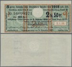 Deutschland - Deutsches Reich bis 1945: Zinskupon der Anleihe 1918, Serie ”q” zu 2,50 Mark, Ro.61a (P.NL) in kassenfrischer Erhaltung: UNC.
 [taxed u...