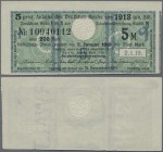 Deutschland - Deutsches Reich bis 1945: Zinskupon der Anleihe 1918, Serie ”q” zu 5 Mark, Ro.61b (P.NL), minimal bestoßene Ecken, sonst in kassenfrisch...