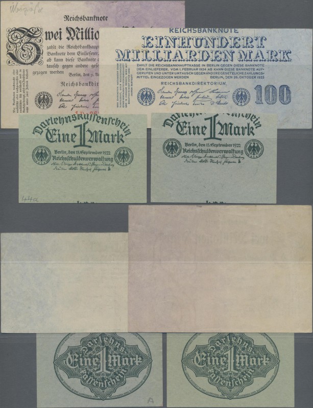 Deutschland - Deutsches Reich bis 1945: Lot mit 4 Fehlschnitten , dabei 2x 1 Mar...