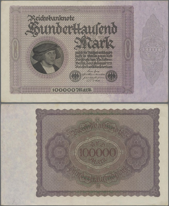 Deutschland - Deutsches Reich bis 1945: 100.000 Mark vom 1. Februar 1923 ohne Se...