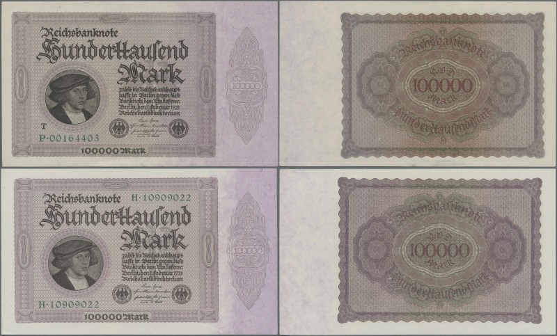 Deutschland - Deutsches Reich bis 1945: Lot mit 4 Banknoten 100.000 Mark 1923, d...