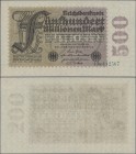 Deutschland - Deutsches Reich bis 1945: 500 Millionen Mark vom 1. September 1923, Wz. Kreuzblüten, Fz. R und 6-stelliger, grüner KN 112567 und Wertzah...