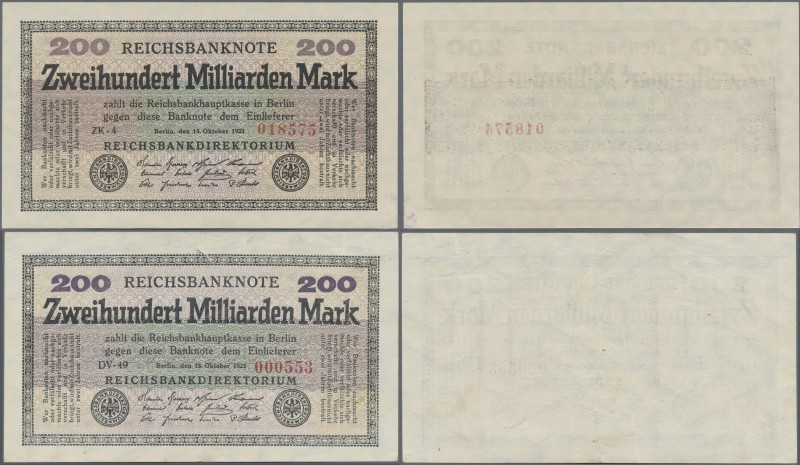 Deutschland - Deutsches Reich bis 1945: 2x 200 Milliarden Mark 1923, Ro.118b KN ...