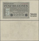 Deutschland - Deutsches Reich bis 1945: 5 Billionen Mark vom 1. November 1923, KN 6-stellig und Fz. B, Ro.127c, drei senkrechte Knicke und Knick an de...