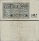 Deutschland - Deutsches Reich bis 1945: 5 Billionen Mark vom 1. November 1923, KN 6-stellig rot und Fz. AF, Ro.127c, stärker gebraucht mit winzigen Ei...