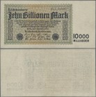 Deutschland - Deutsches Reich bis 1945: 10 Billionen Mark vom 1. November 1923, Firmendruck mit Fz. A, Ro.128e, kleine Einrisse am unteren und oberen ...