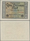 Deutschland - Deutsches Reich bis 1945: 10 Billionen Mark vom 1. November 1923, KN 6-stellig, Fz. DB, Ro.129b, winziger Fleck am oberen Rand, sonst pe...