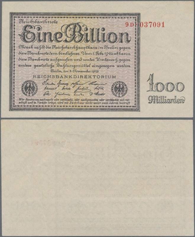 Deutschland - Deutsches Reich bis 1945: 1 Billion Mark vom 5. November 1923, KN ...