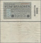 Deutschland - Deutsches Reich bis 1945: 5 Billionen Mark vom 7. November 1923, KN 6-stellig rot, Fz. AB, Ro.133c, senkrechter Mittelknick, Stauchungen...