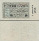 Deutschland - Deutsches Reich bis 1945: 5 Billionen Mark vom 7. November 1923, KN 8-stellig rot, Fz. CD, Ro.133i, senkrechter Mittelknick, sonst einwa...