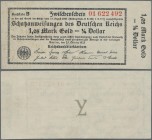 Deutschland - Deutsches Reich bis 1945: Zwischenschein der Schatzanweisungen des Deutschen Reichs zu 1,05 Mark Gold = 1/4 Dollar 1923, Ro.140d, leicht...