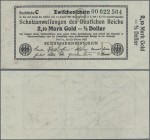 Deutschland - Deutsches Reich bis 1945: Zwischenschein der Schatzanweisungen des Deutschen Reichs zu 2,10 Mark Gold = 1/2 Dollar 1923, Ro.141b, nahezu...